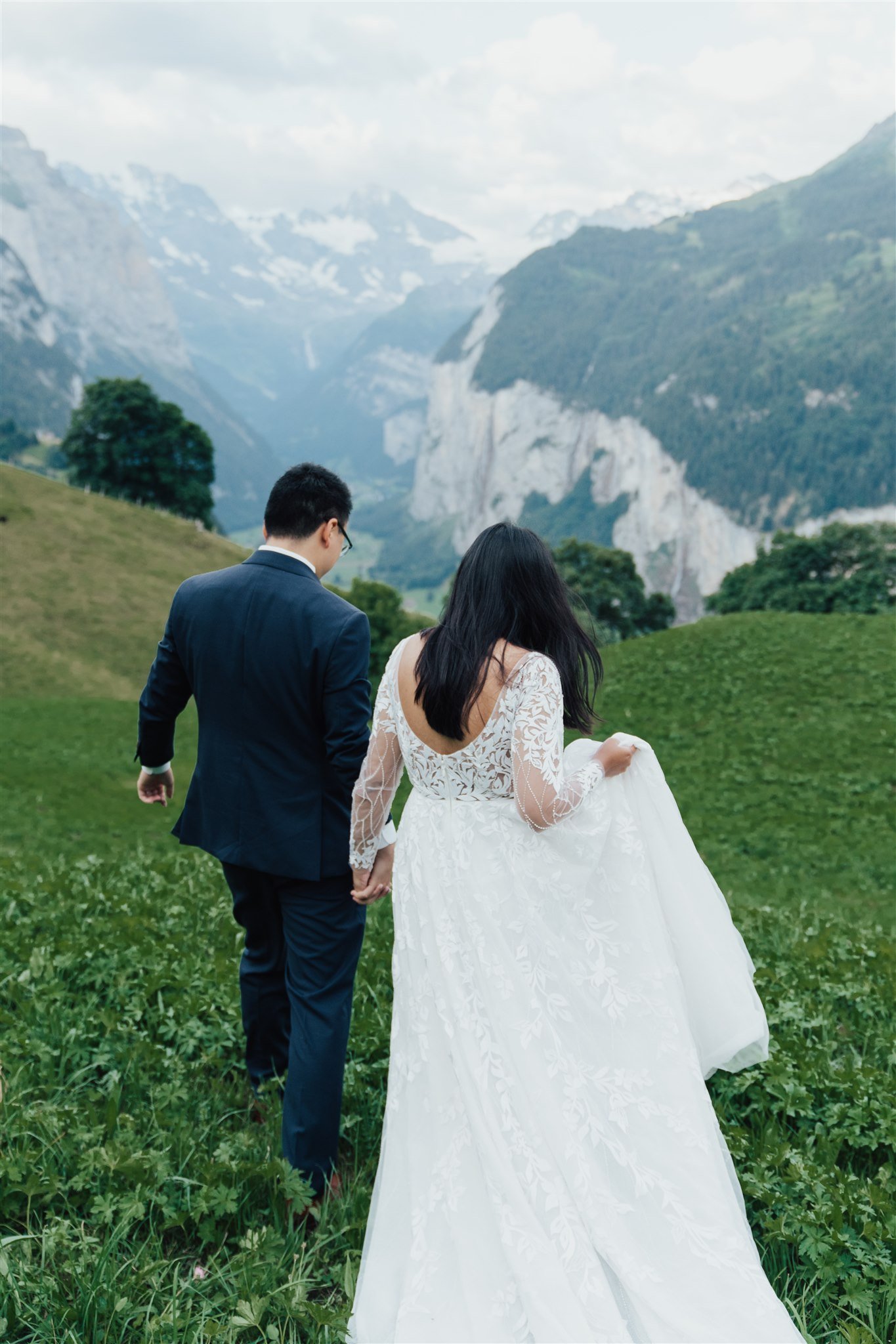  enaura long sleeve Aline beaded gown mountain wedding adventure elopement  