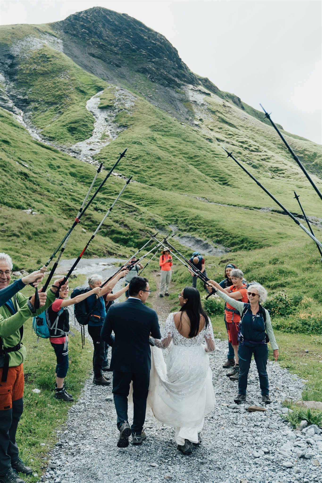  long sleeve wedding dress adventure elopement Switzerland  