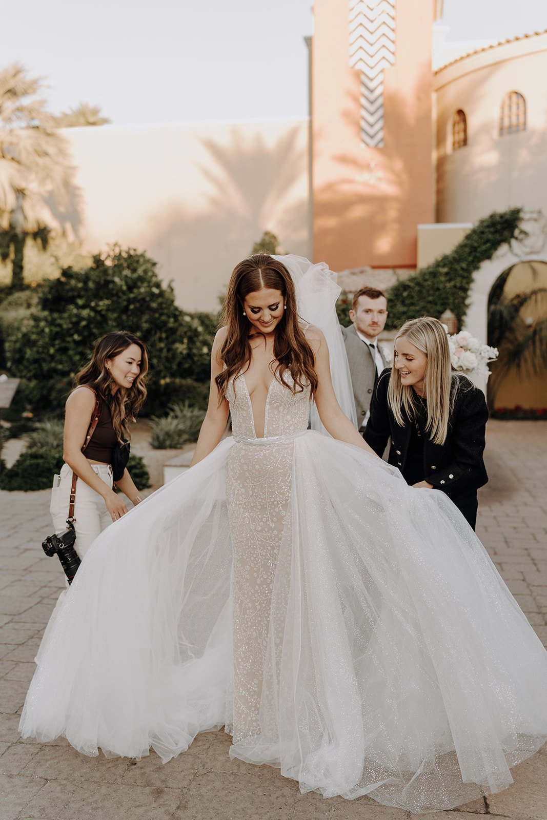  Galia Lahav fitted gown beaded dress tulle overskirt outdoor wedding 