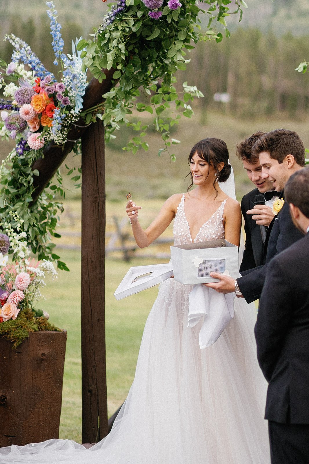  Liz Martinez Liz Martinez bridal Liz Martinez Indigo tulle aline wedding gown beaded wedding gown Devils thumb ranch Colorado weddings butterfly release 