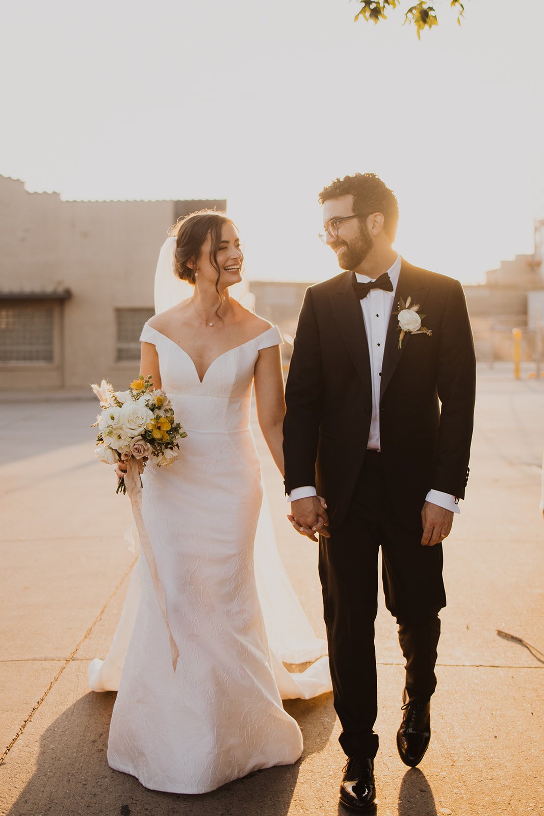  Anne Barge Anne Barge Bridal Anne Barge Frankie fitted gown off the shoulder wedding gown Denver wedding Colorado wedding yellow florals fall flowers dramatic veil 