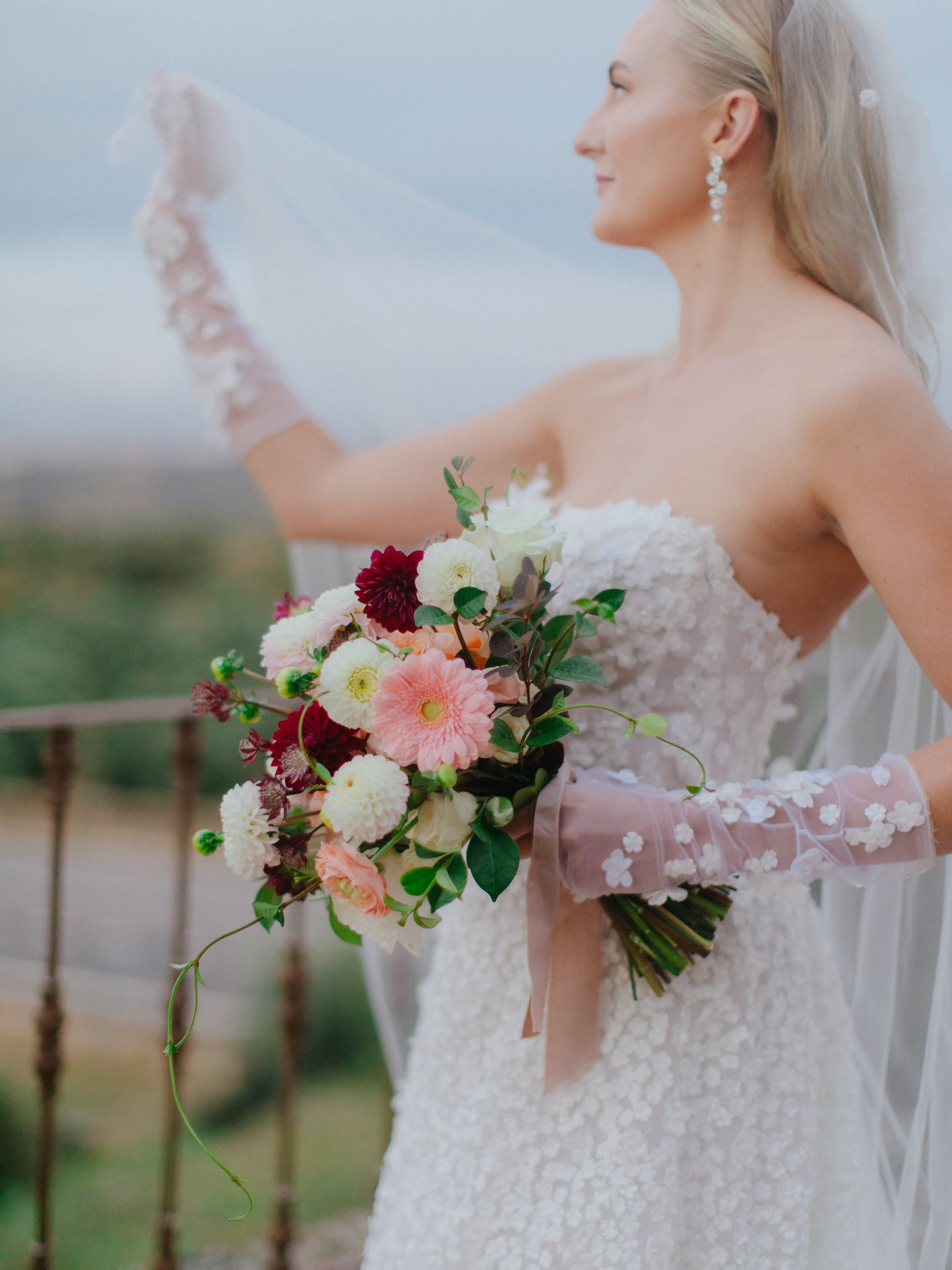 Jen in the Gigi gown and Gigi gloves by Mira Zwillinger | Toledo, Spain wedding | Photo by Chris J Evans Photography