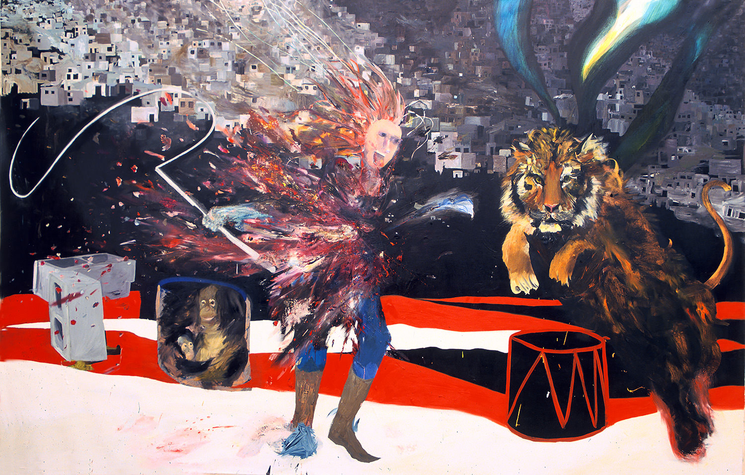   Mr. Lionwhipper , 2001-4, oil on canvas, 84 x 144 inches 