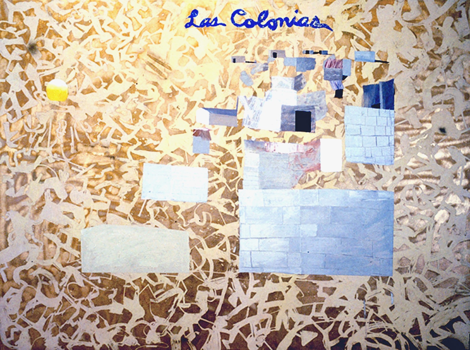   Las Colonias , 2001, glitter, oil paint and spray enamel on canvas, 72 x 96 inches 