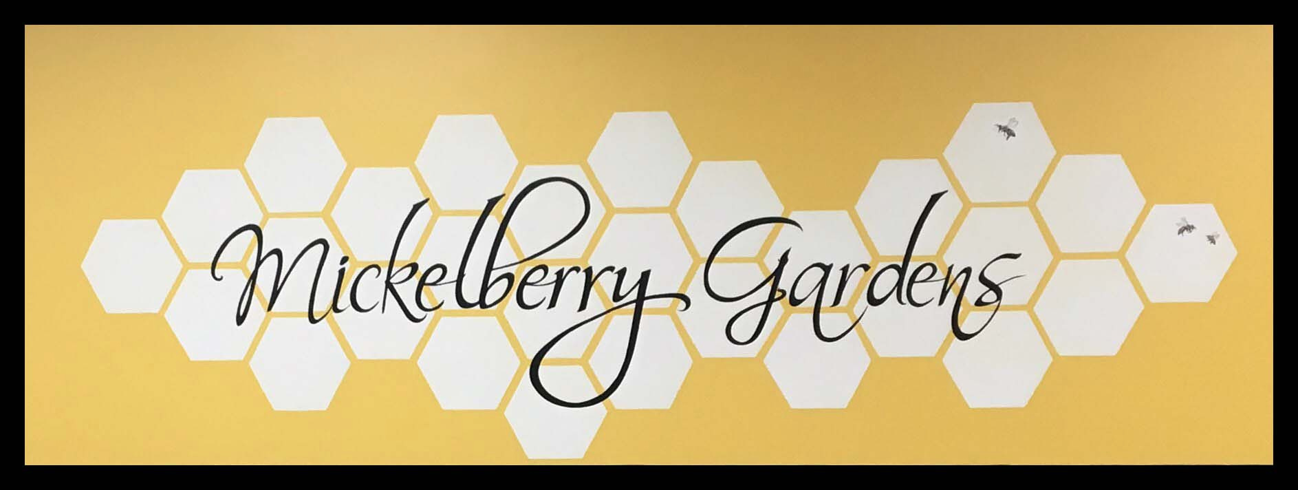 Logo painted on the interior of Mickleberry Gardens' Portland office
