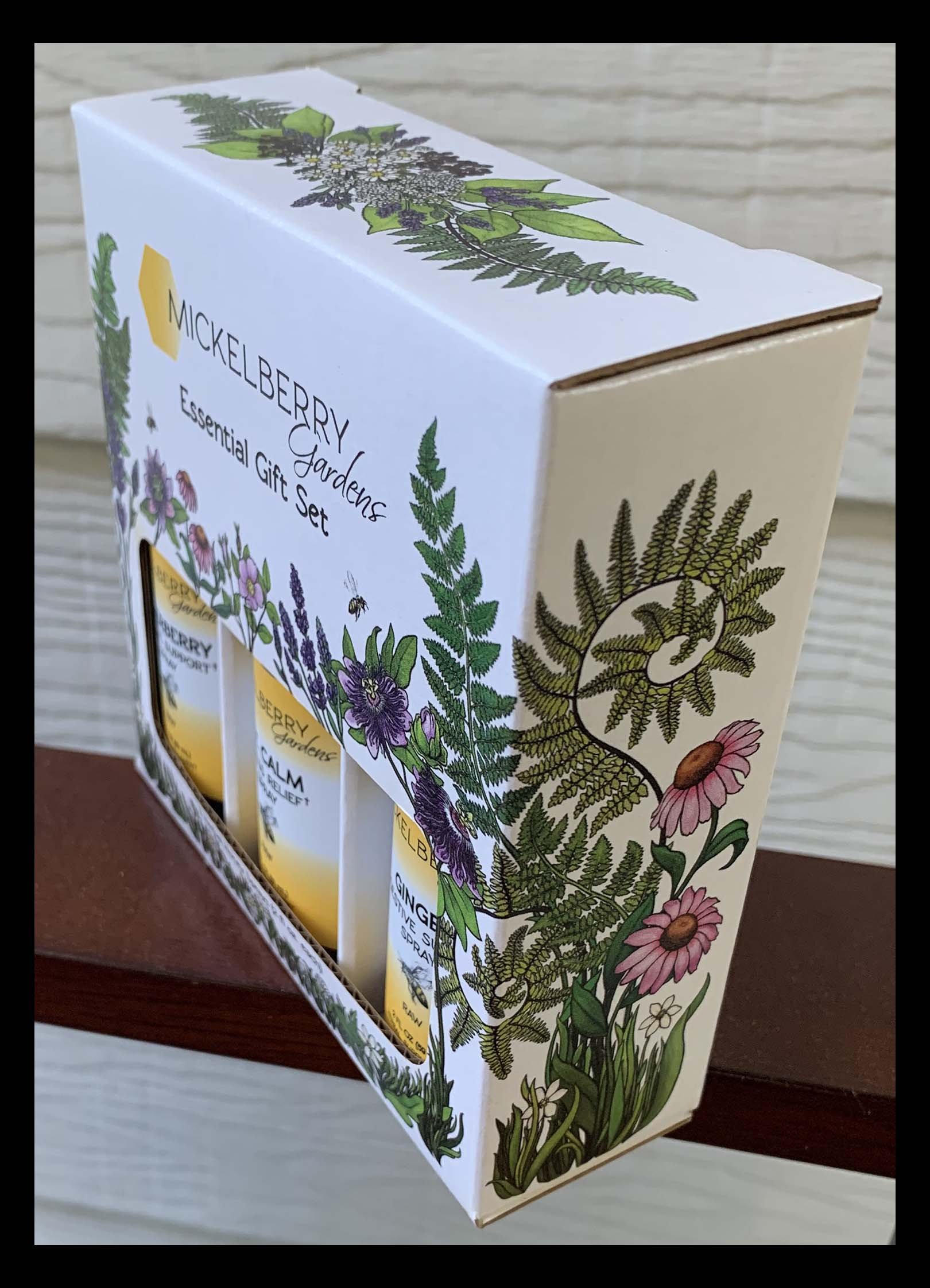 Another angle of the packaging for Mickleberry Gardens’ Essentials Gift Set