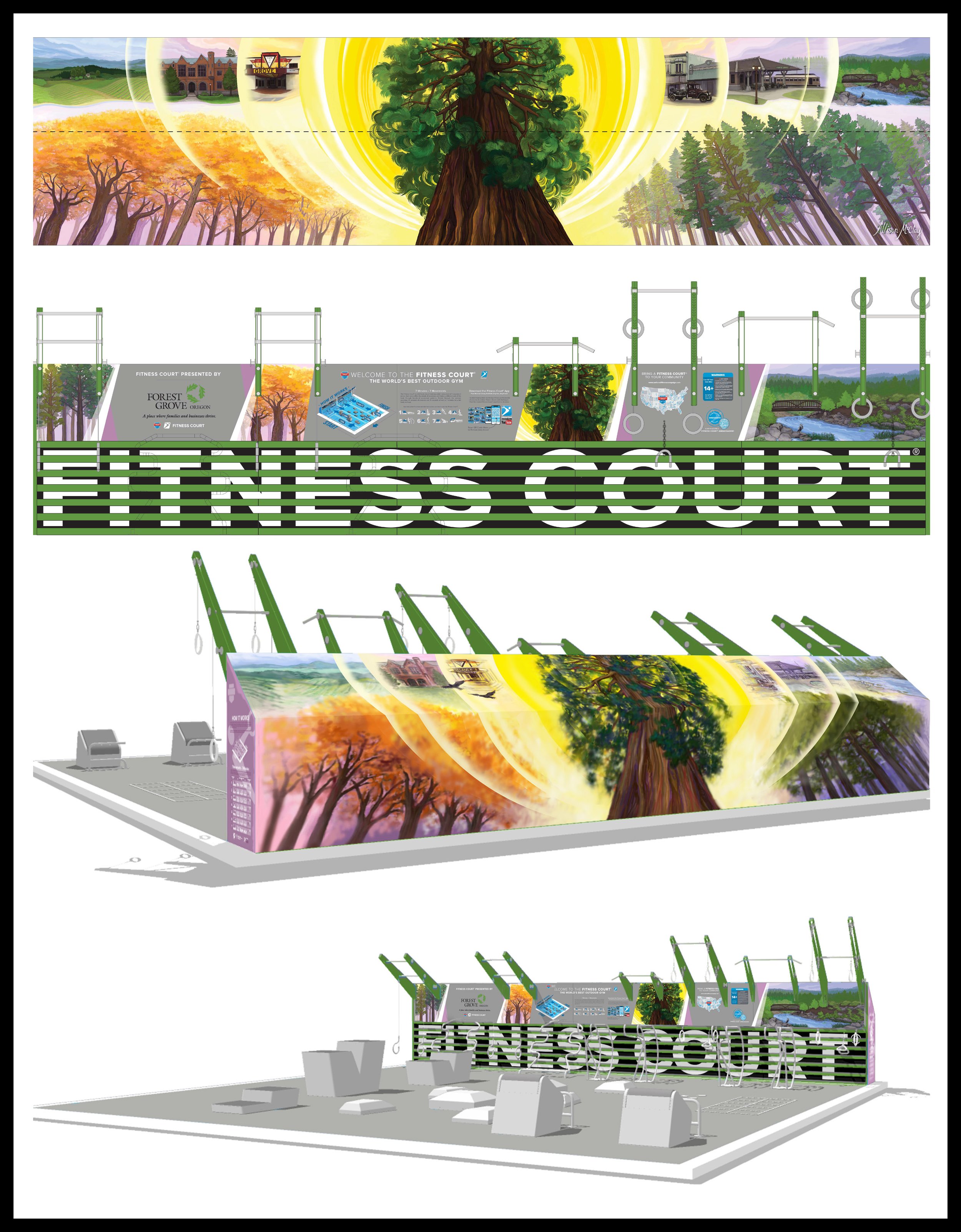Digital Artwork for a Fitness Court installed in Forest Grove, Oregon for the National Fitness Campaign