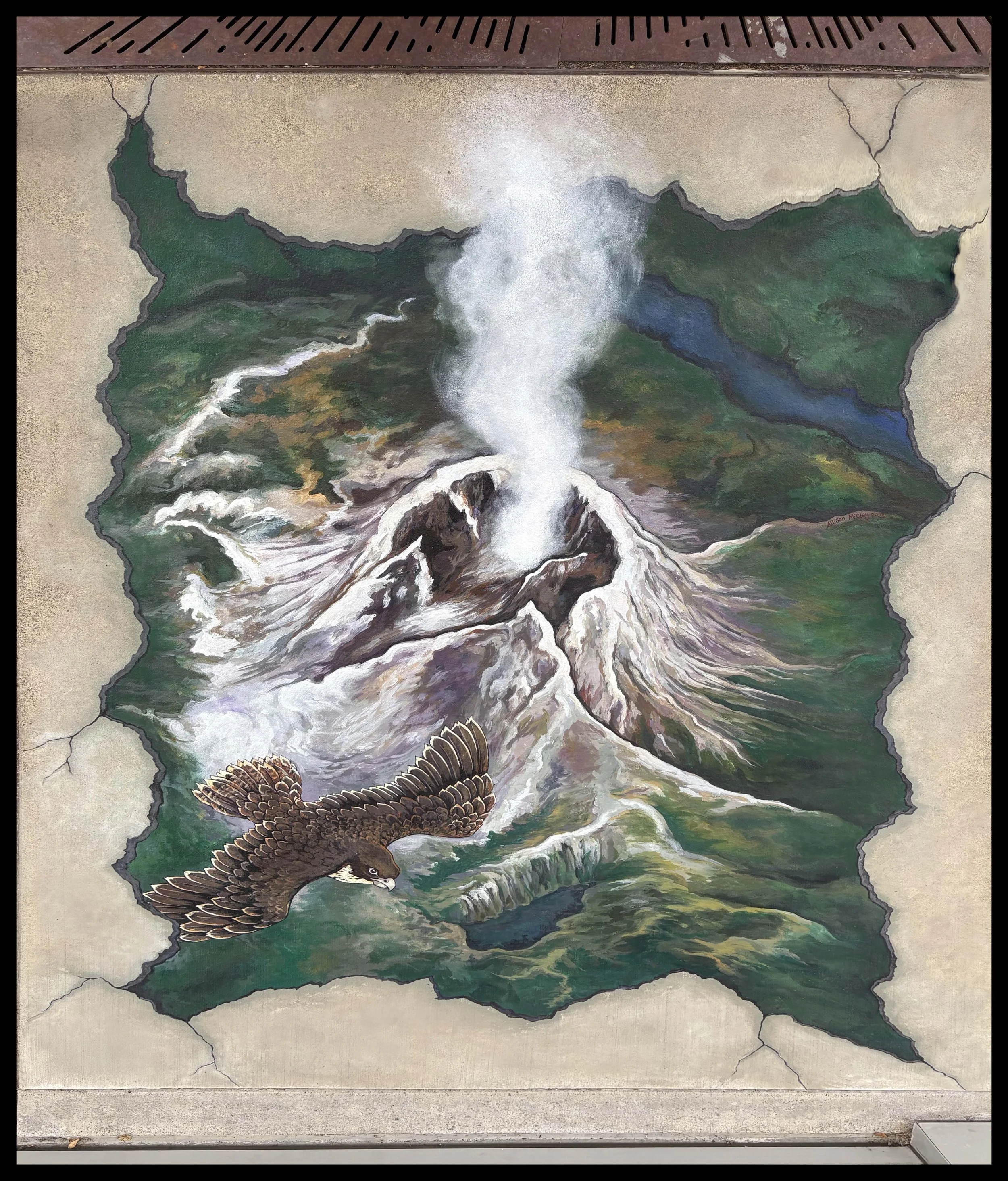 Sidewalk mural of Mt. St. Helens for the city of Washougal, Washington