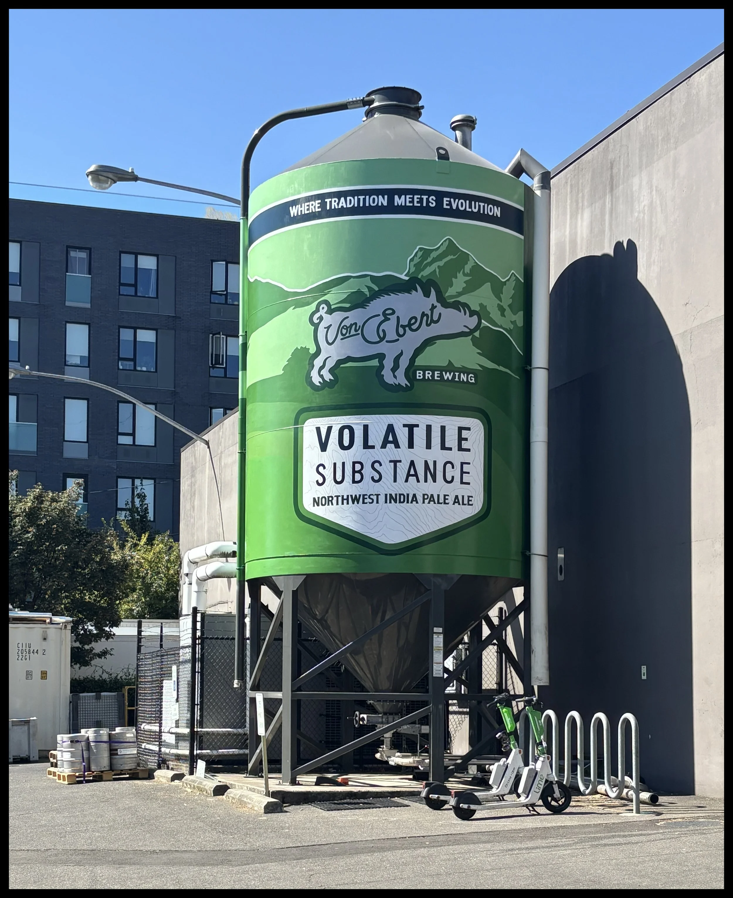  Beer can silo for Von Ebert Brewing, designed by Genesis Creative Company 