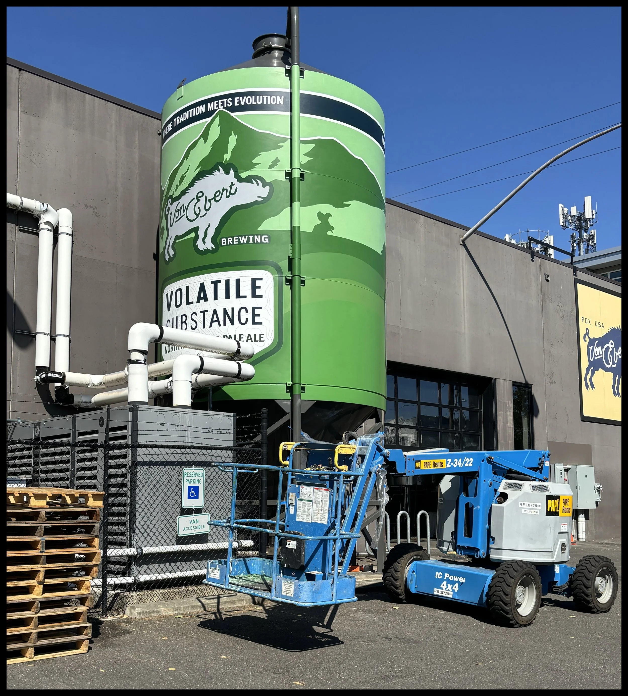  Von Ebert Brewing Beer Can Silo. Designed by Genesis Creative Company. 