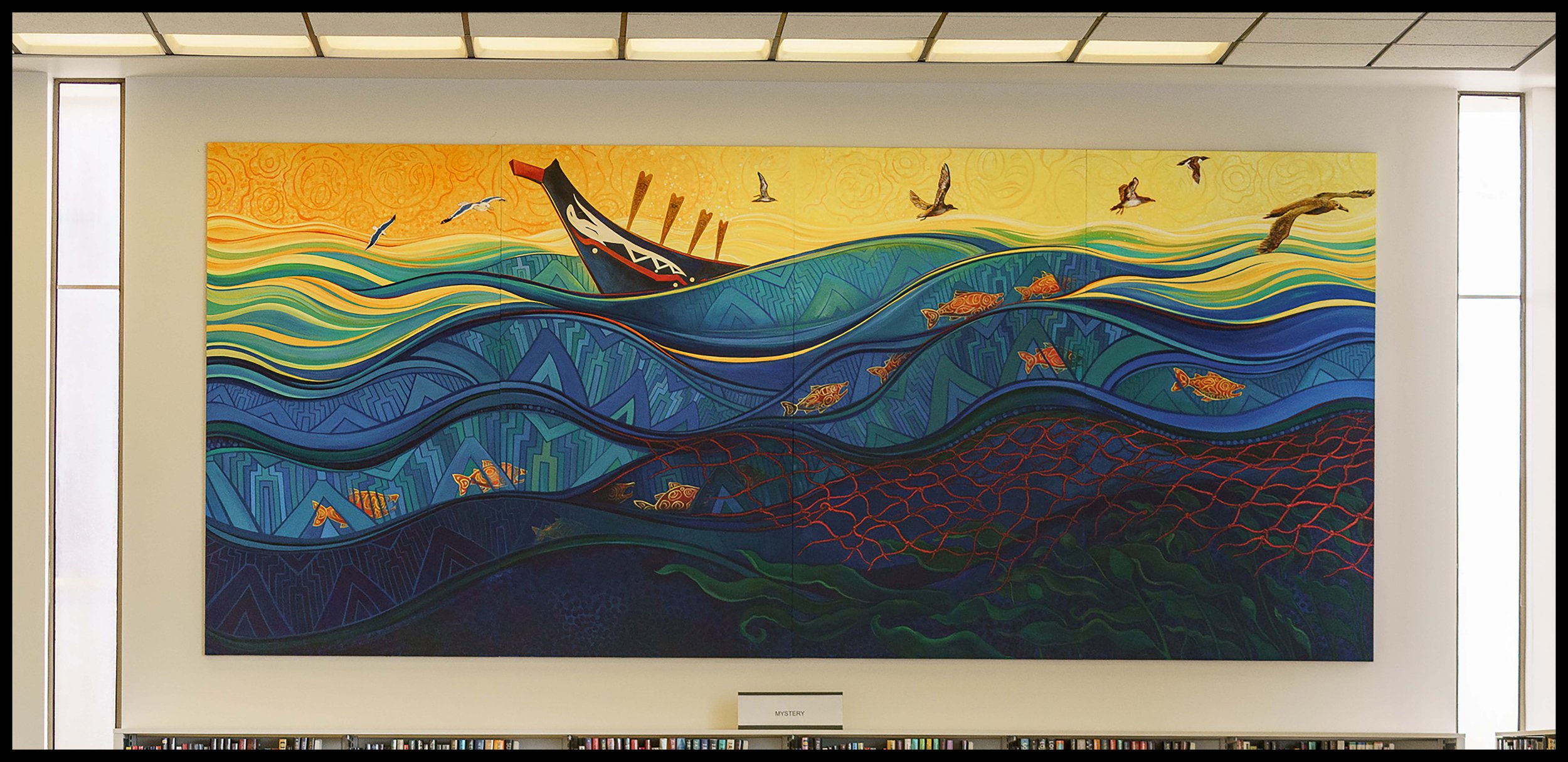  Collaboration with Rudy Redstone Serna, mural for the newly renovated Astoria Library. 