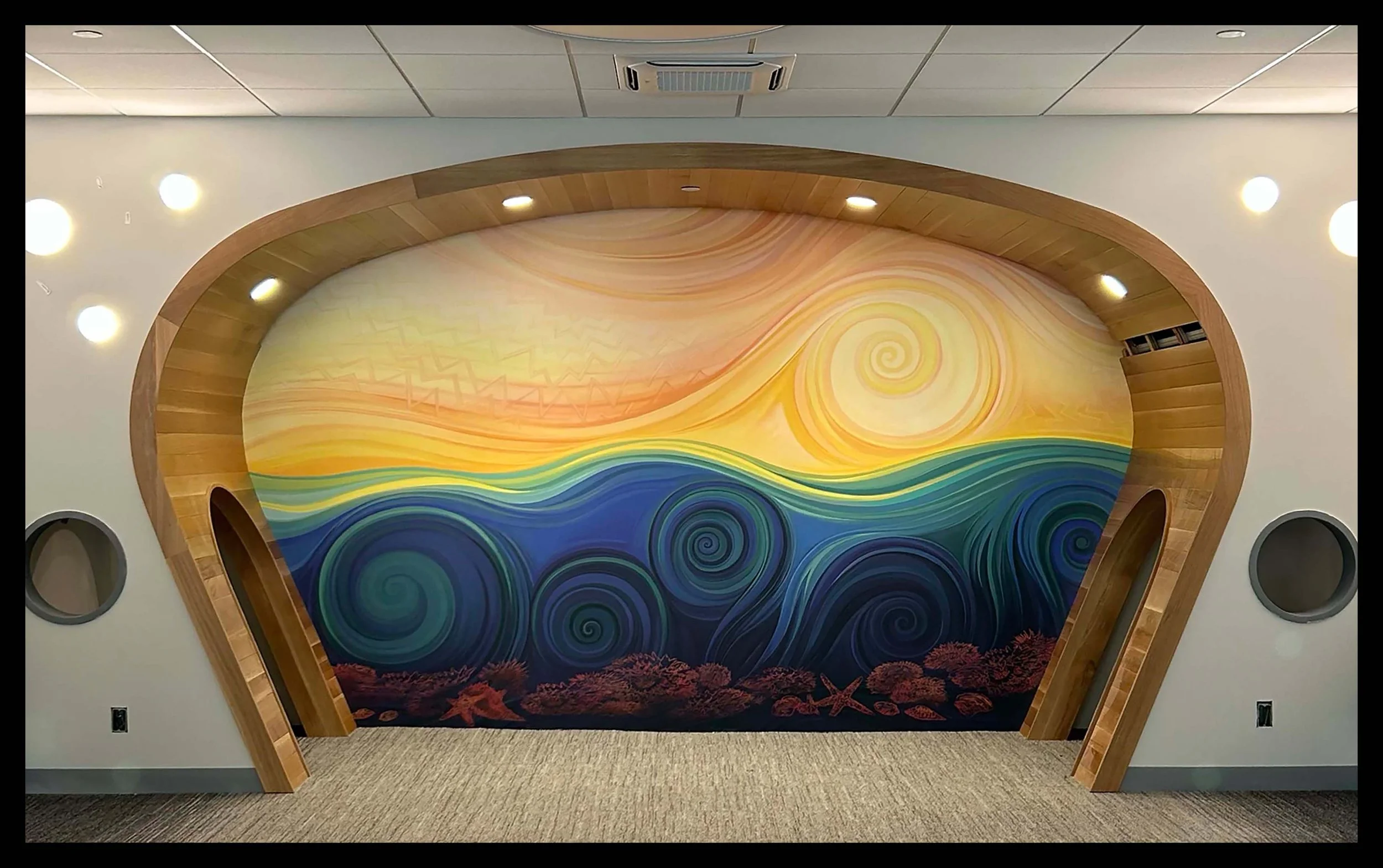  Collaboration with Rudy Redstone Serna, digital wallpaper for the children’s section of the newly renovated Astoria Public Library. 