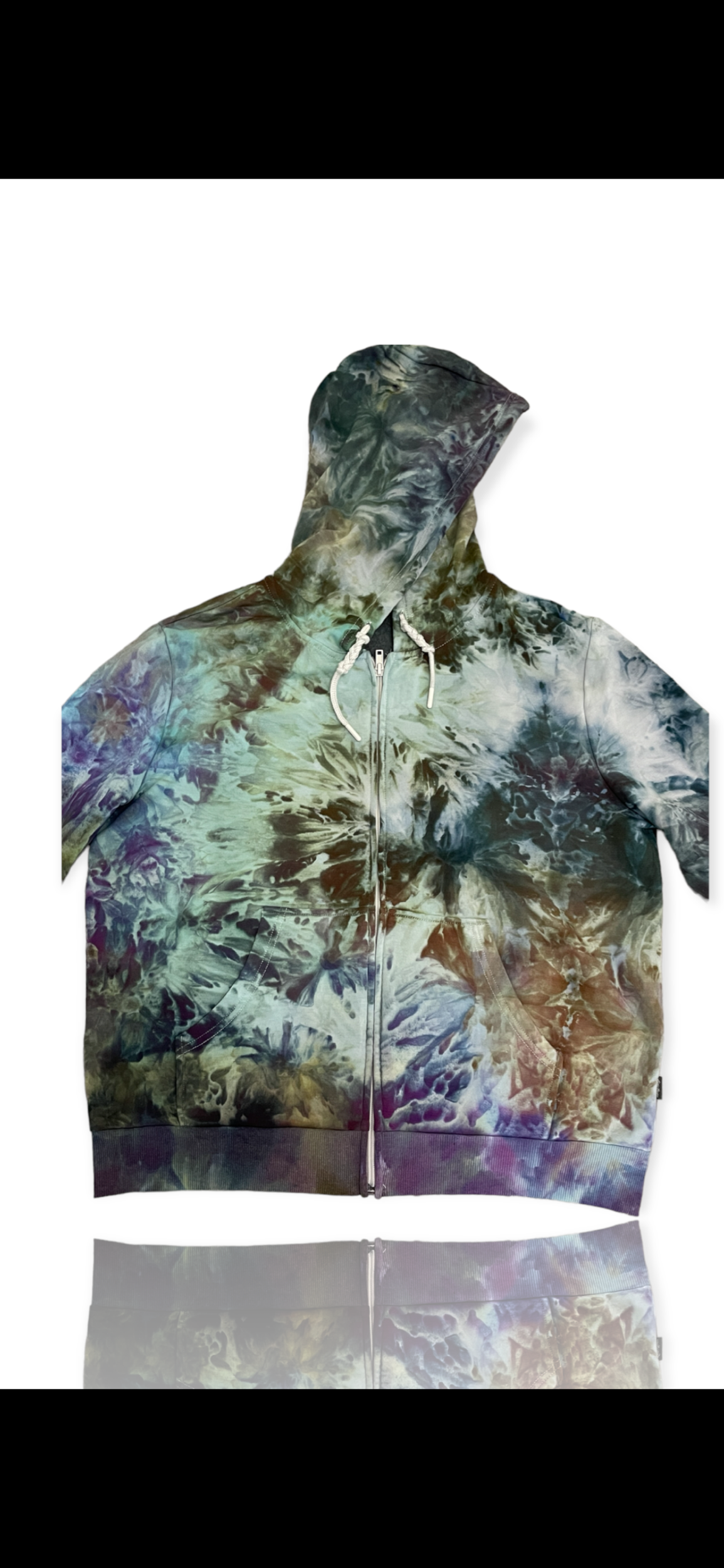 Tie dye Hoodie Sweatshirt Green and Purple - Women's Large