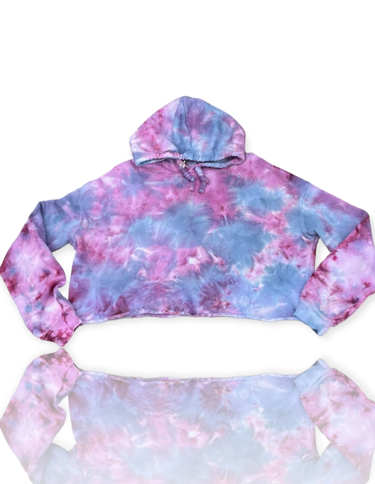 Womens Tie Dye Crop Fleece Lined Hoodie - Large