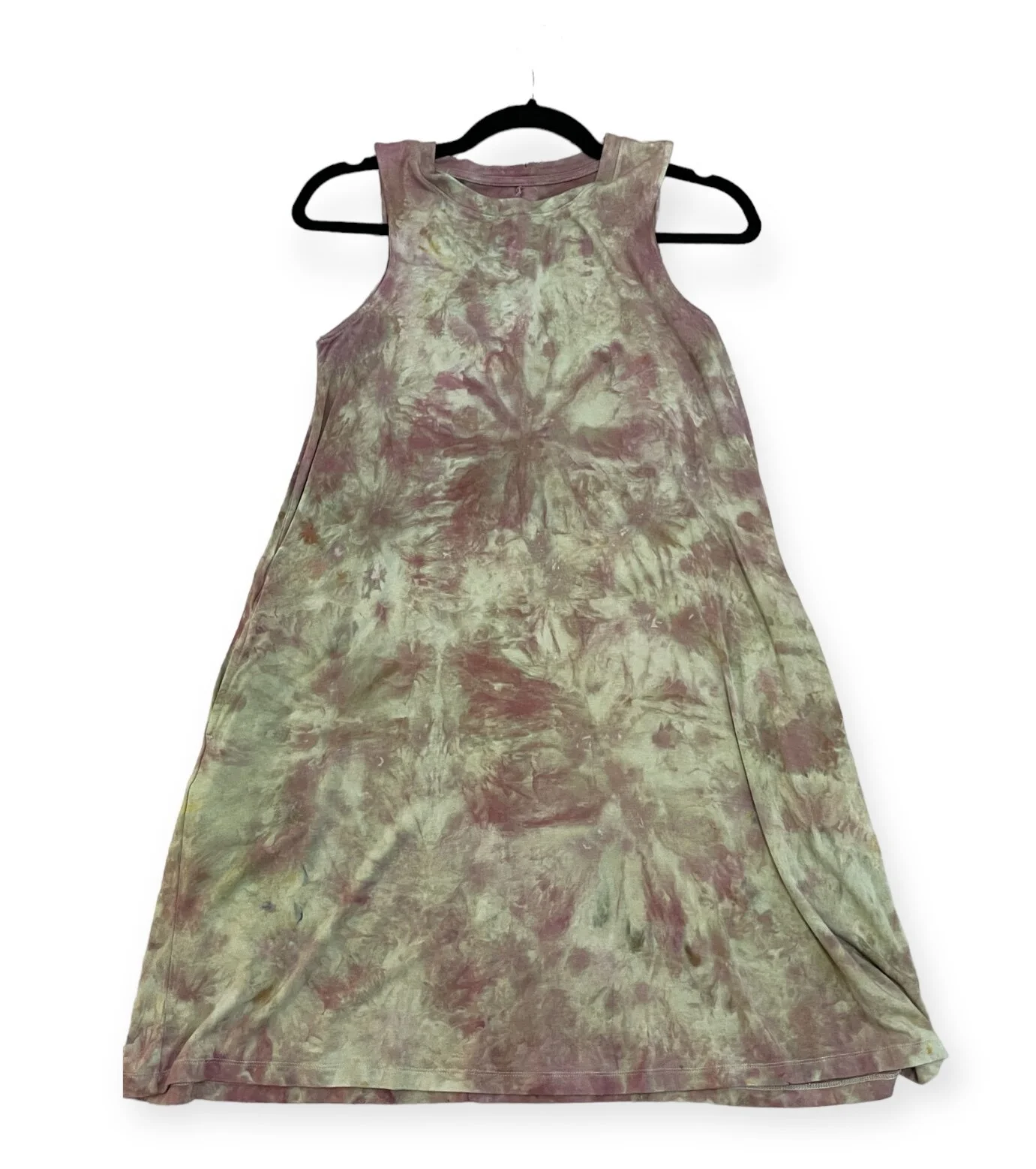 Sleeveless Summer Swing Dress with Pockets/Tie Dye Dress, Small