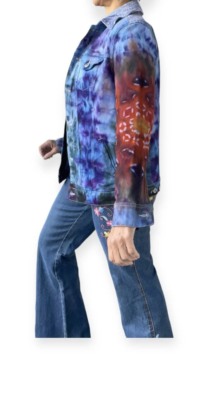Denim Jacket/Tie Dye Denim Jacket/ Ice Dye — Prettiuneek Designs