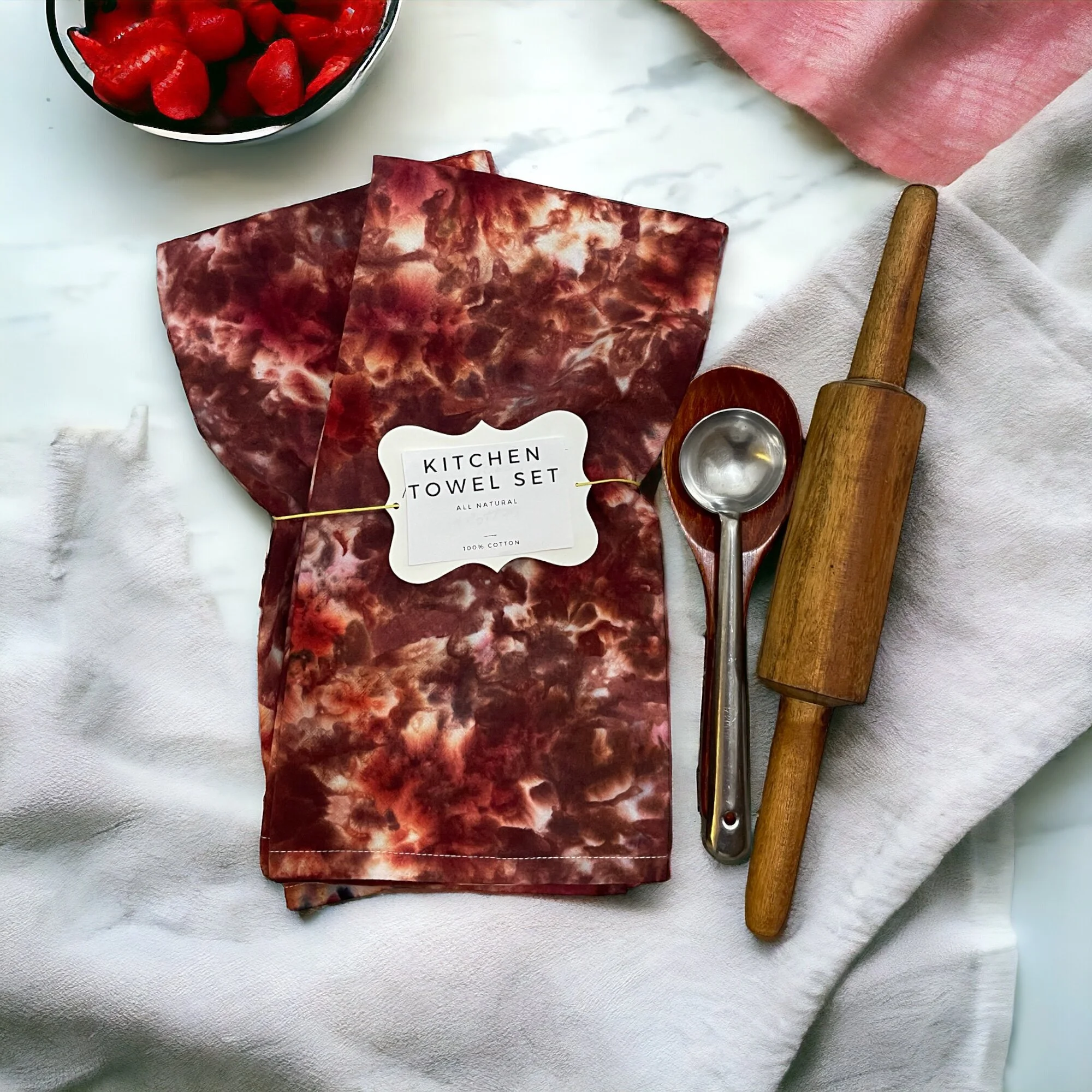 Kitchen Towel Set/ Bar Towels/Kitchen Accessories - Orange Glow