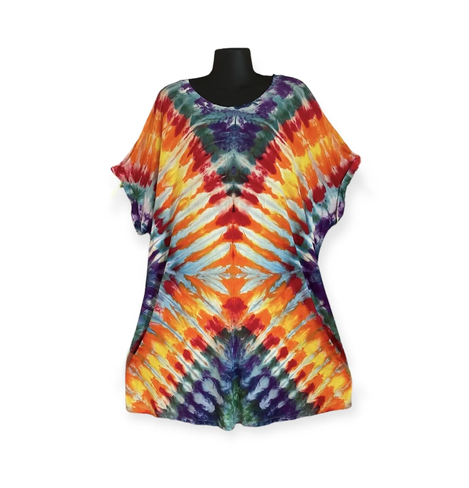 knee length dresses for ladies Made in Italy Tie Dye Midi Dress – Cotton Lagenlook Dress UK main image 0