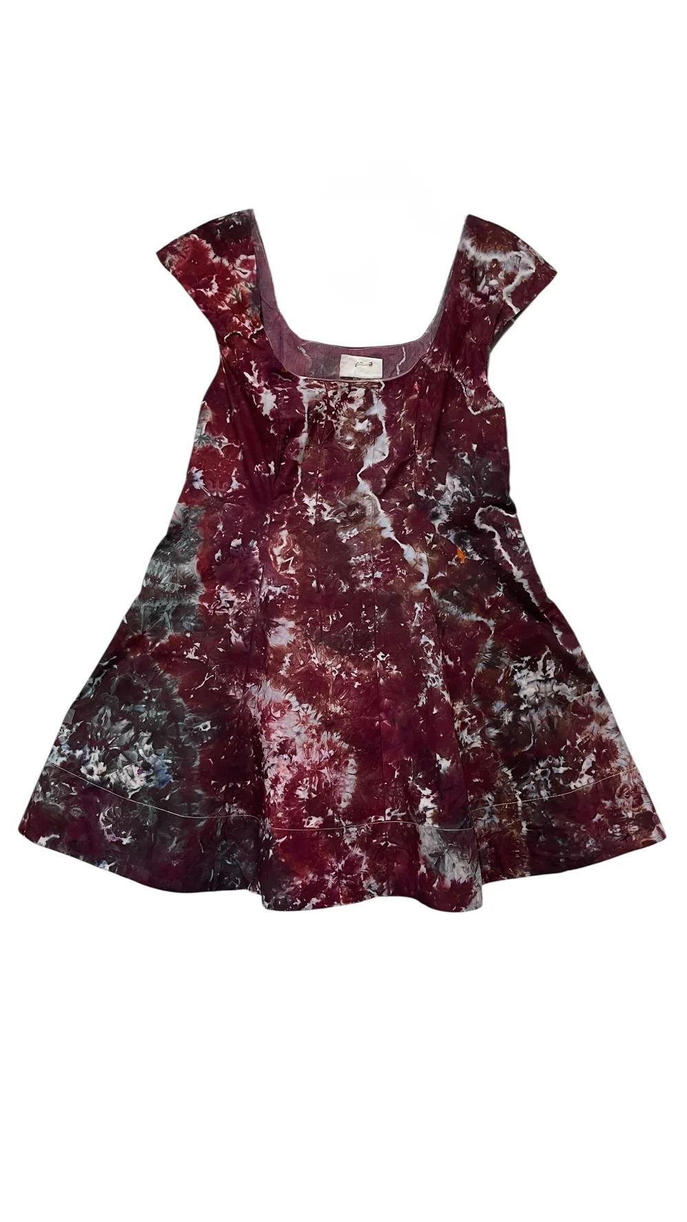 Burgundy Marble Mini Dress Fit-and-Flare Ice Dyed  Prettiuneek Designs