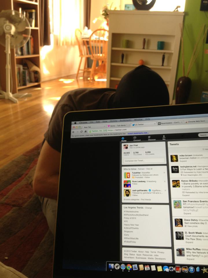 Don't mind the slave, he was just worshiping my feet while I tweeted about it.