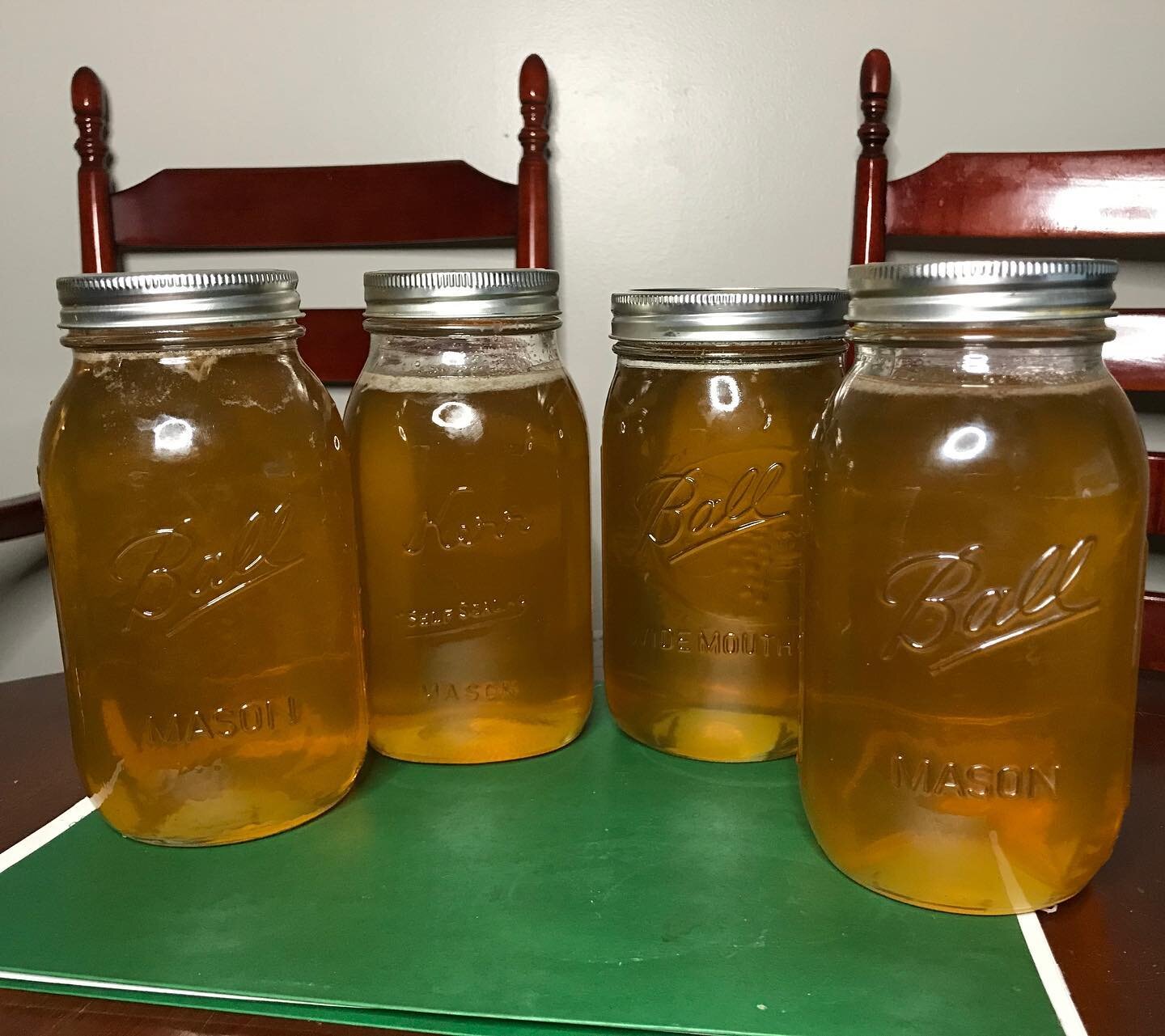 Four quarts equal one gallon! We are delighted to taste the first(ever) gallon of honey from The Long Siding Farm! Our bees did a great job pollinating our strawberries and raspberries and finally we were able to taste their honey. It's wonderful! a 