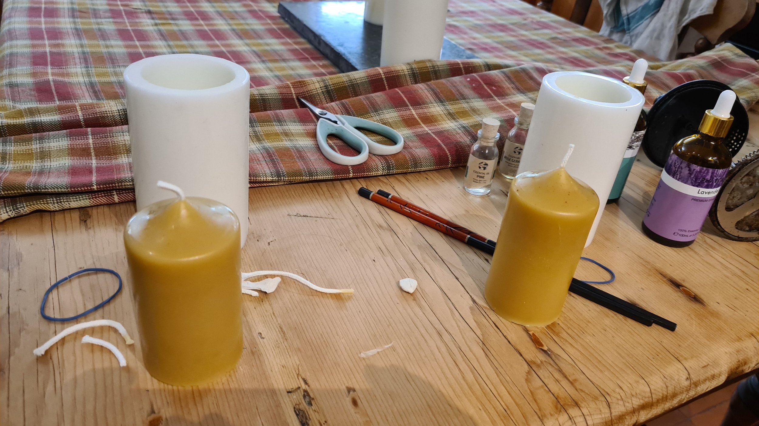 Candles removed from moulds