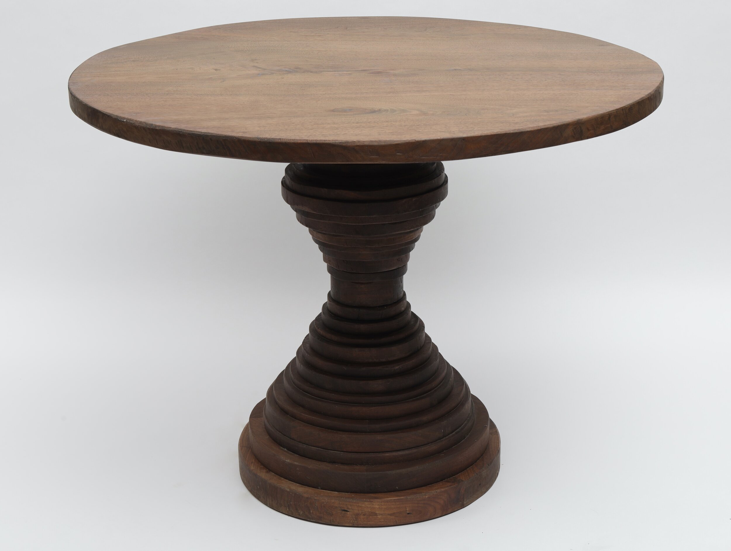   Solid Black Walnut Graduated Circle Pedestal Dining Table 29.5"h x 41"d  