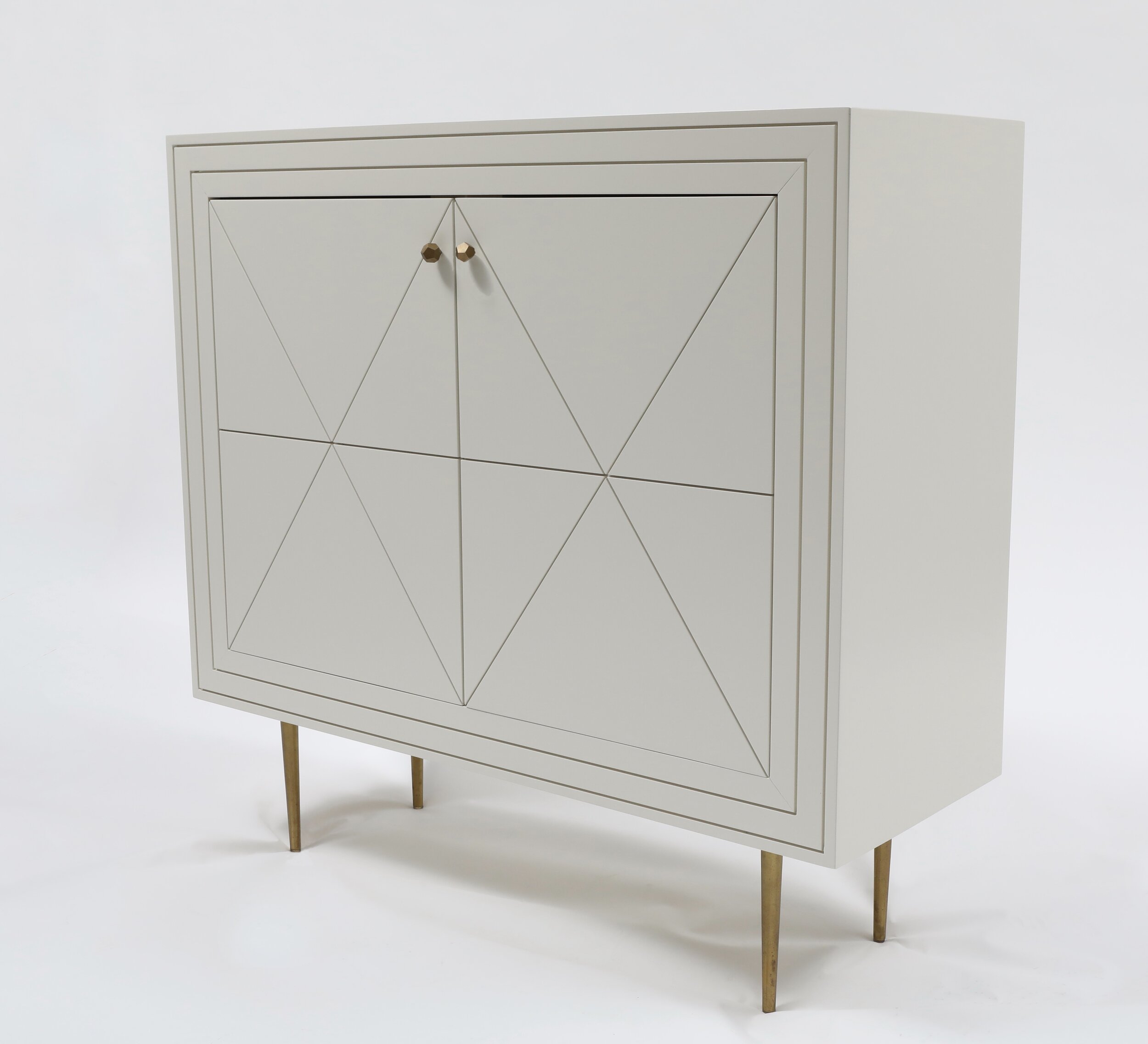   2 Door Lacquer X Cabinet 36"h x 14"d x 39"w - also available in Walnut Frame with Lacquer Doors  