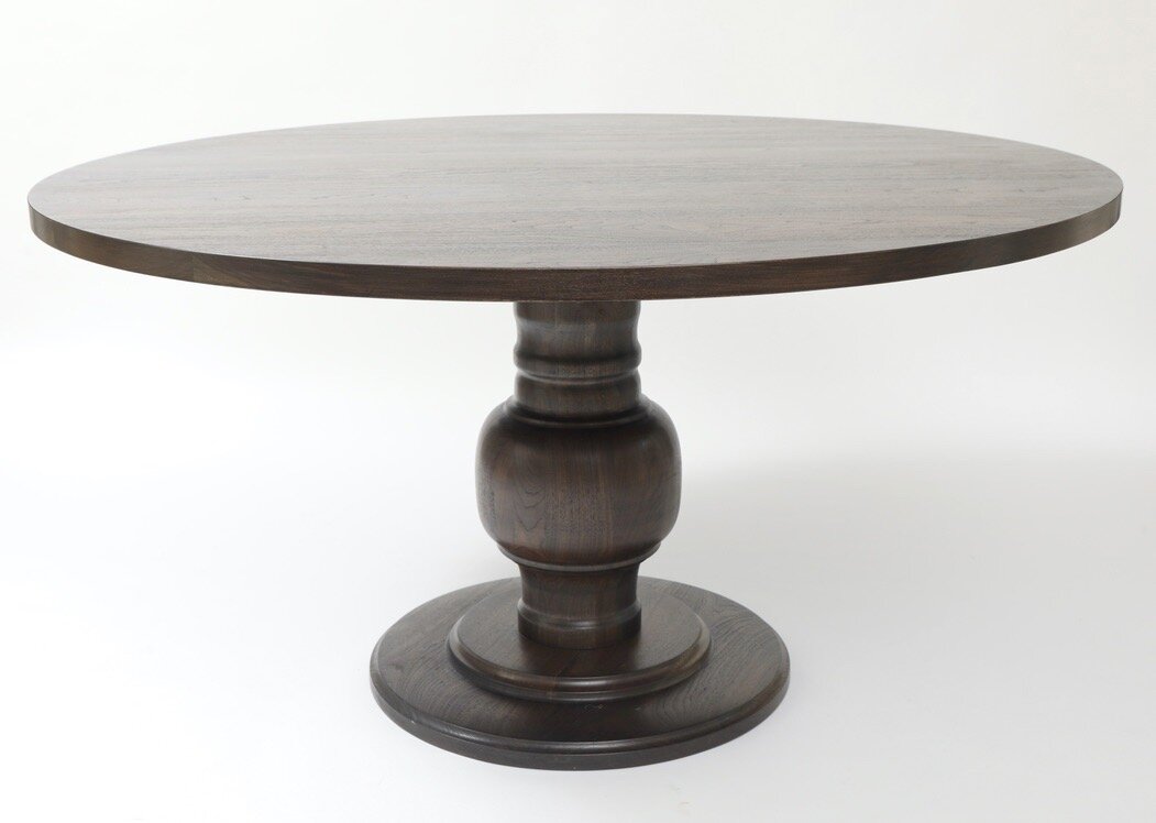   Solid Walnut Turned Pedestal Dining Table 29.5"h x 55"d  