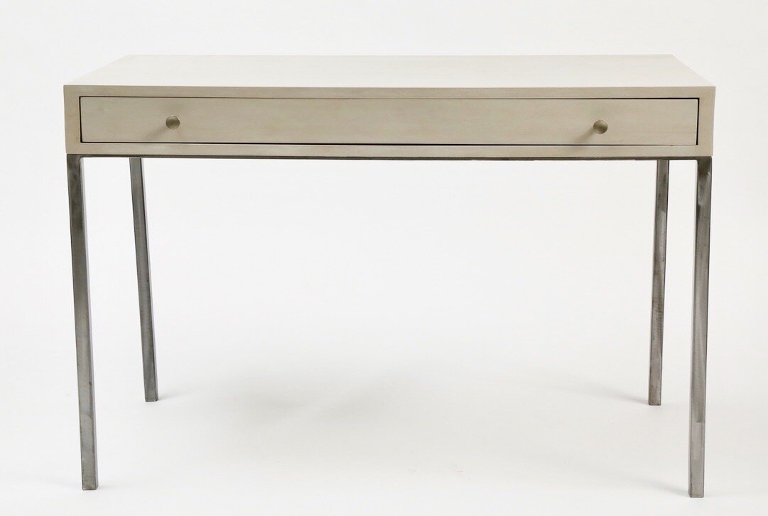   Painted One Drawer Desk with Natural Steel Legs 29”h x 22”d x 44”w  