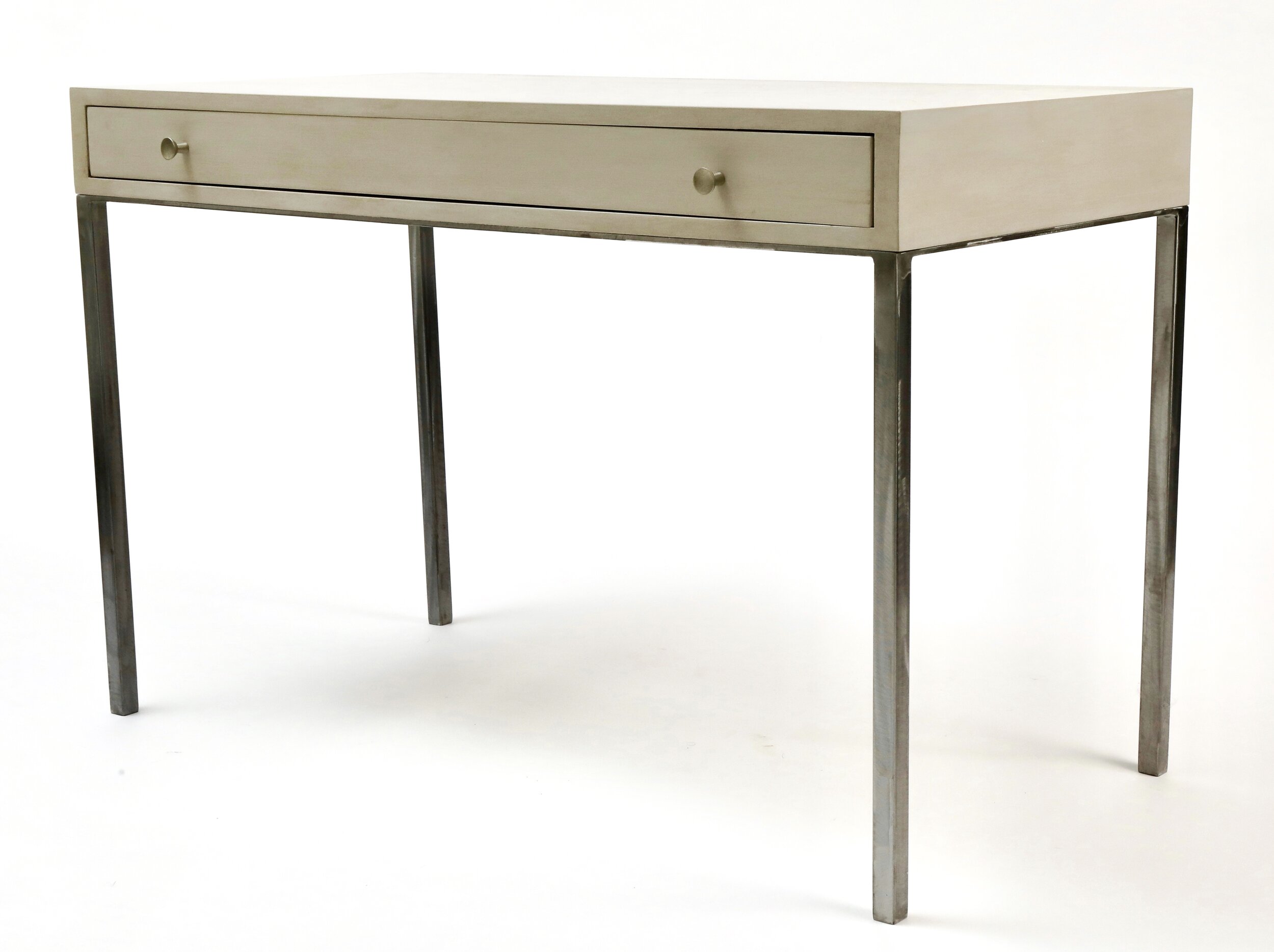   Painted One Drawer Desk with Natural Steel Legs 29”h x 22”d x 44”w  