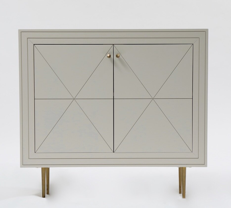  2 Door Lacquer X Cabinet 36"h x 14"d x 39"w - also available in Walnut Frame with Lacquer Doors  