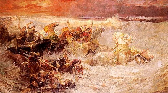 God holding your enemies’ heads under the water until the bubbles stop. (Exodus 15:1-12; 19)