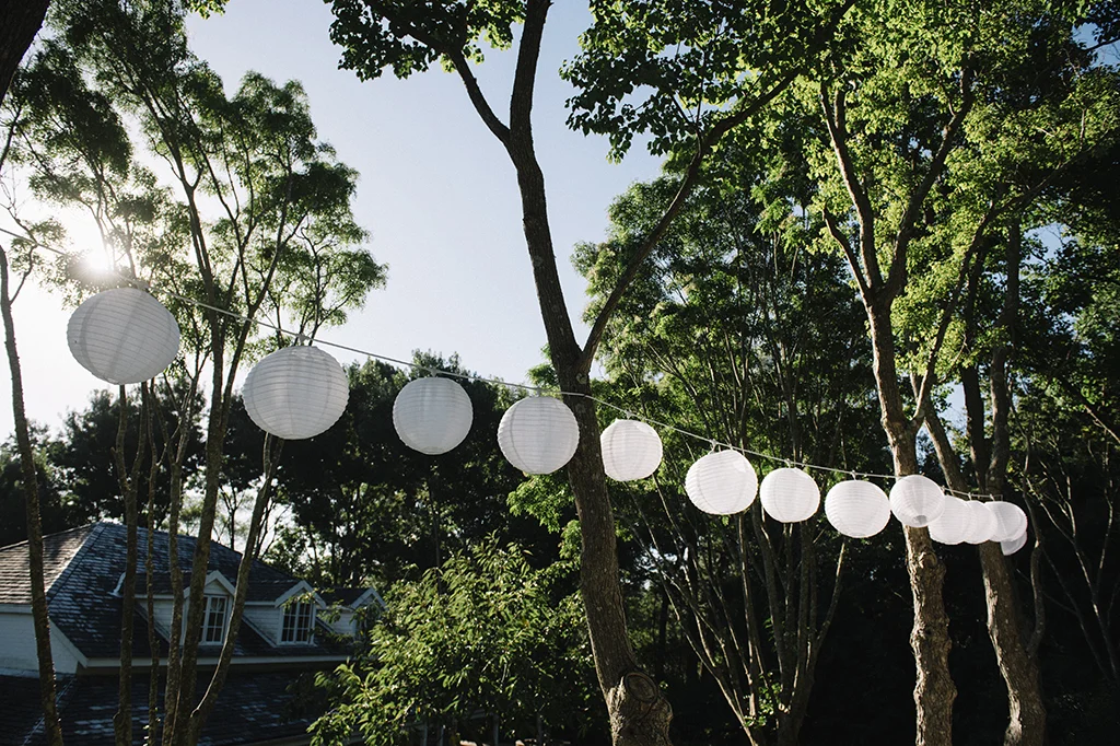 Round White Nylon Lantern