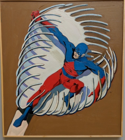 The Atom (oil on canvas, 1962) Mel Ramos (American, b.1935) (Crocker Museum of Art, Sacramento, California)