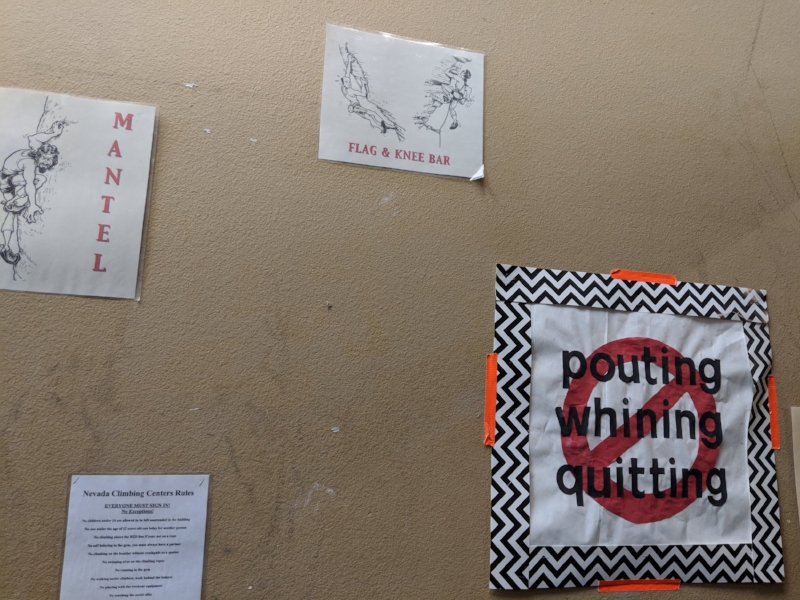 Solid advice from the Nevada Climbing Center walls.