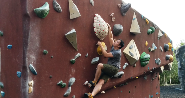 Trying not to let "The Battleship" boulder in the outdoor area sink me.