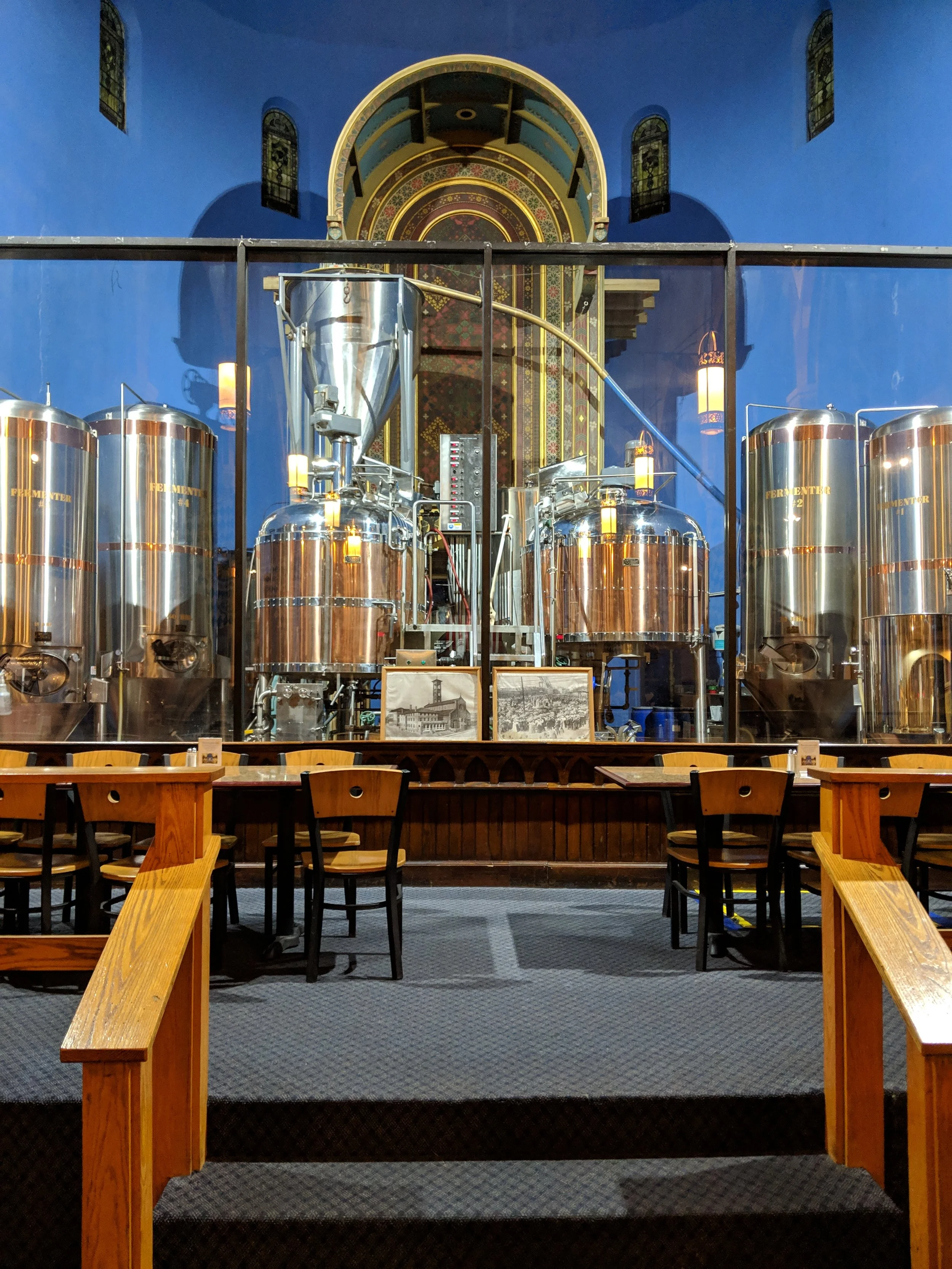 Apropos for a chemical engineering conference, John and I met up at Church Brew Works, complete with their own set of fermentation tanks and process equipment.