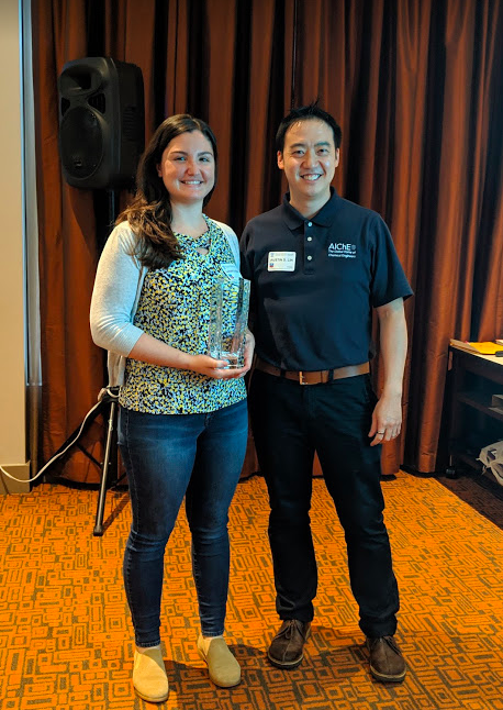 Wan an honor for me to present the inaugural AIChE NorCal Cup which sounds like it should be a prize for a sporting event, but actually goes to the most self-directed, takes initiative “above and beyond” volunteer of the year. The worthy, worthy recipient this year was Sarah Lucere, an engineer at Tanner Pacific, whose leadership over the last two years has really helped strengthen the NorCal community.