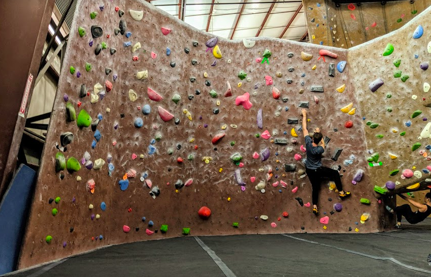 Taking in the horizon that is the 10 Degree Wall at Planet Granite Sunnyvale.