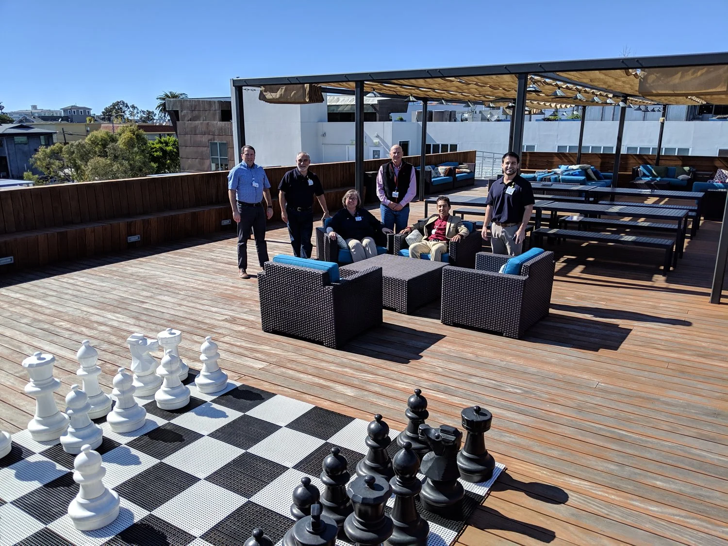 Getting strategic inspiration for our day’s work (sunning ourselves out on the roof wasn’t too shabby either).