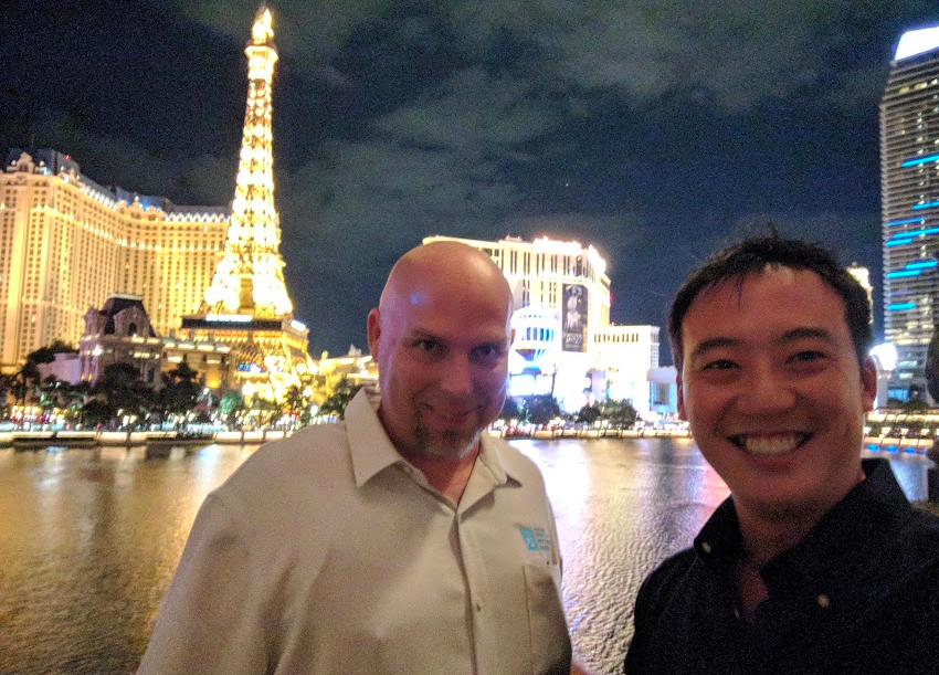 Nothing to see here. Just innocently hanging out post sushi-feast with NSPE Treasurer Brian Armstrong on the terrace of Yellowtail inside the Bellagio.