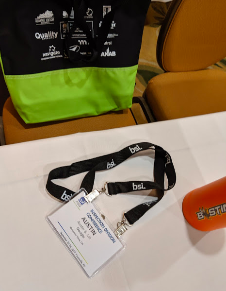 All badged up and hydrated. Just moments before my conference keynote on emerging technologies and the QA profession.