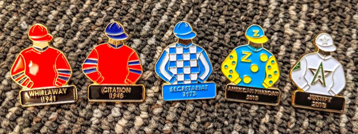Triple Crown winning horses: Whirlaway (1941), Citation (1948), Secretariat (1973), American Pharoah (2015), and Justify (2018). Whirlaway and Citation were both jockeyed by five time Derby champion Eddie Arcaro.