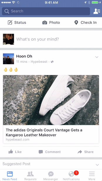 Invoking the “Messenger” button launches a different application