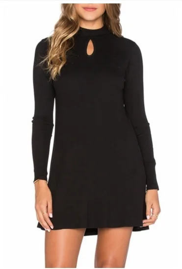 Chic Solid Knit High Neck Long Sleeve Mini Dress - Original Price $19.99 (SALE Price $12.99)