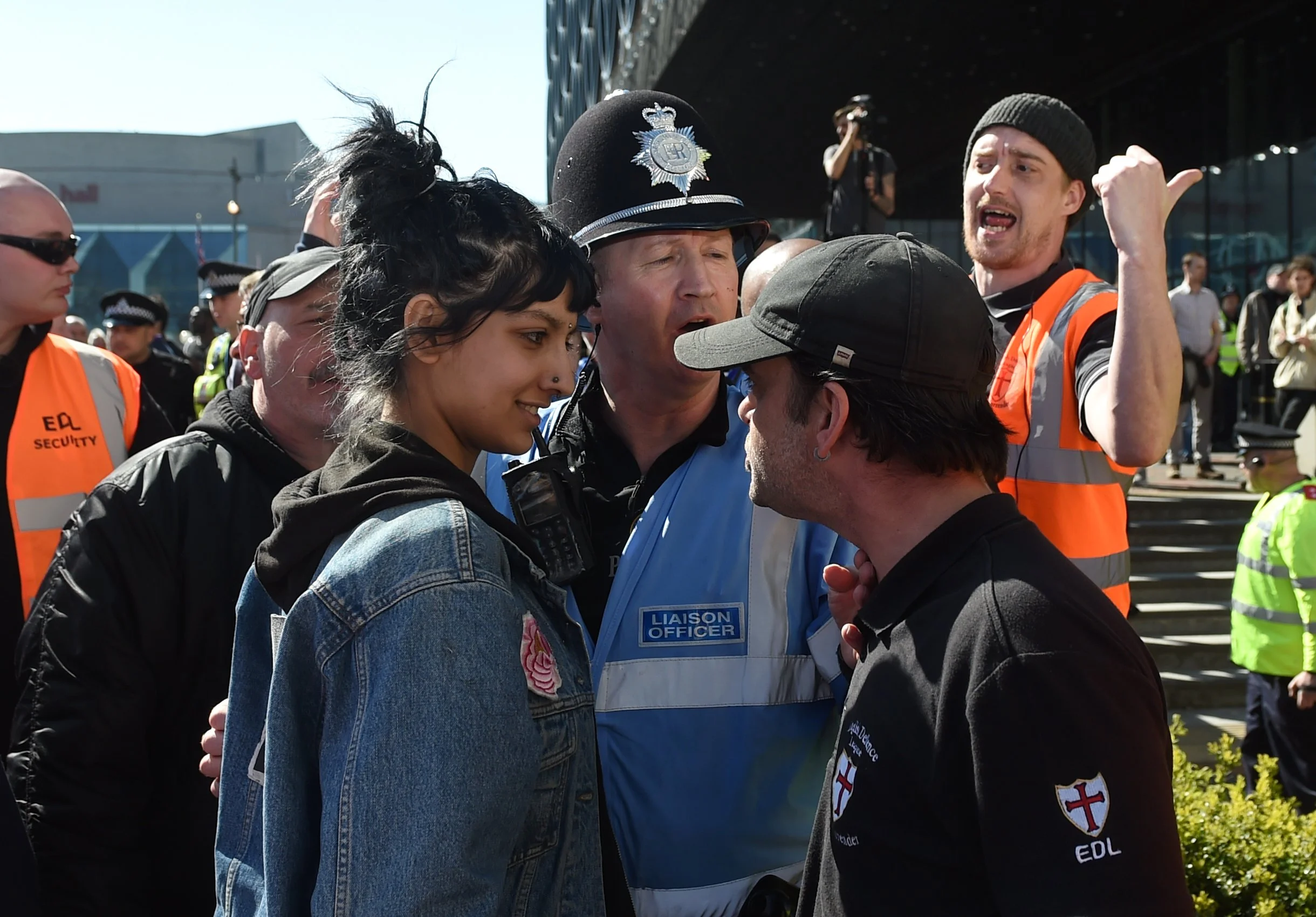Saffiyah Khan calmly smiles in the face of bigotry in 2017. Image credit: independent.co.uk