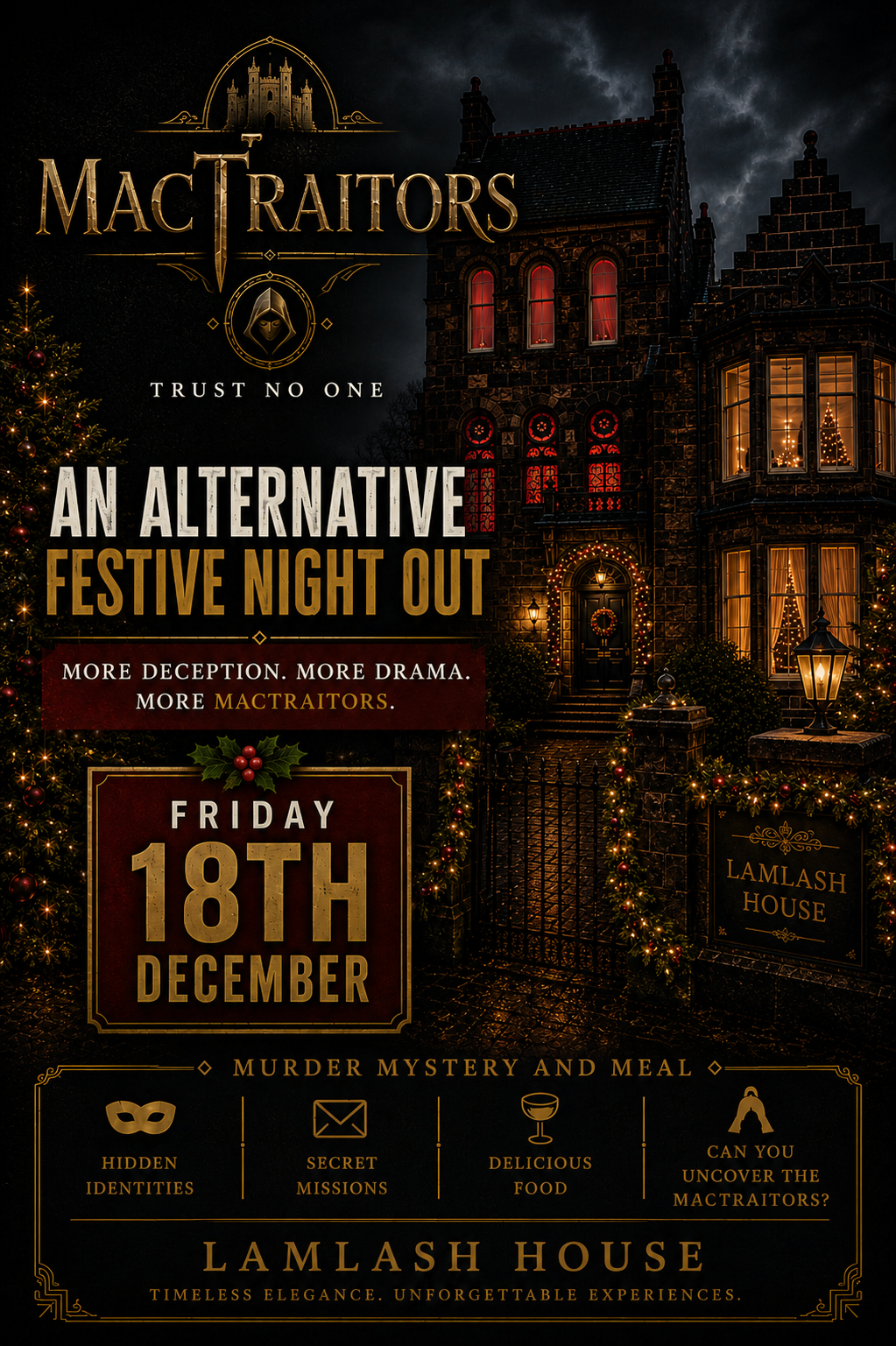 DEPOSIT: 18th December 2026 - MacTraitors Murder Mystery Festive Alternative
