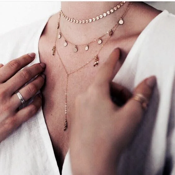 3. Delicate jewelry: I am all about the layering this season and stacking the dainty necklaces to give a very bohemian, luxe feel. Check this one out here
