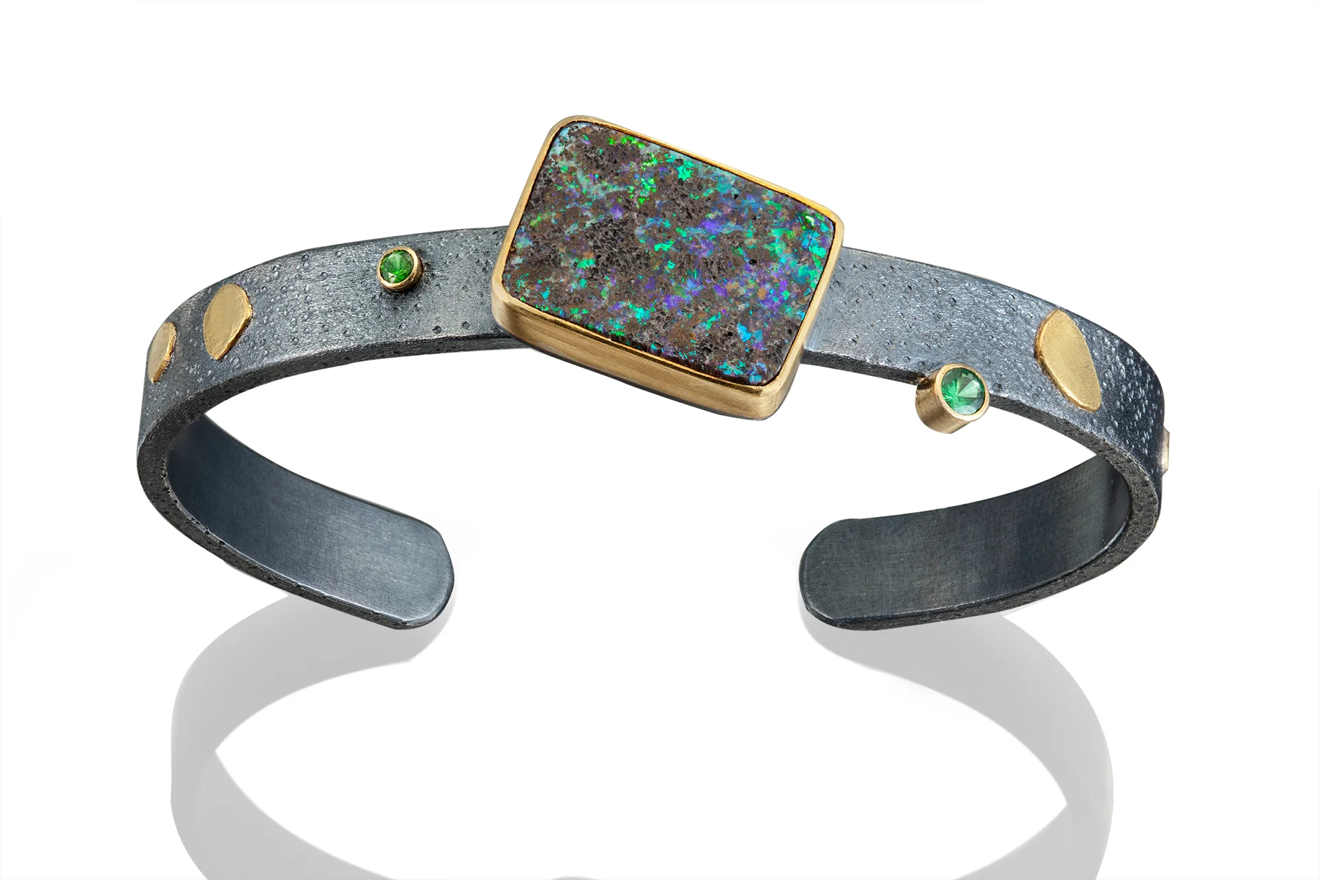 Opal and tsavorite cuff